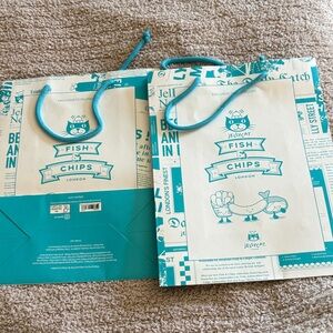 Jellycat Teal & Cream Fish & Chips Gift Bags (Set of 2)